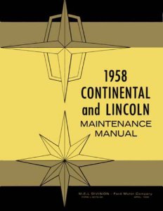1958 Lincoln Capri, Continental, Premier Factory Shop Service Manual