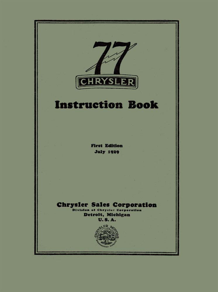 1930 Chrysler 77 Owners Manual User Guide