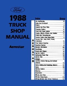 1988 Ford Truck Aerostar Factory Shop Service Manual