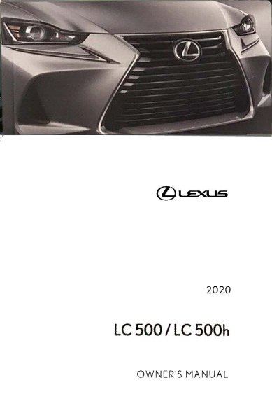 2020 Lexus LC 500, 500H Owner's Manual