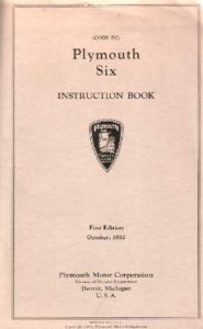 1933 Plymouth Model PC, Model PD Owner's Manual