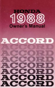 1988 Honda Accord Hatchback Owner's Manual