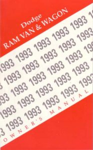 1993 Dodge Ram Van Owner's Manual