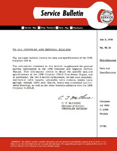 1958 Chrysler 300 Factory Shop Service Manual