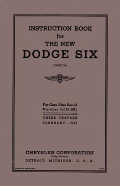 1936 Dodge Series D2, Truck Owner's Manual