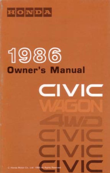 1986 Honda Civic Wagon Owner's Manual