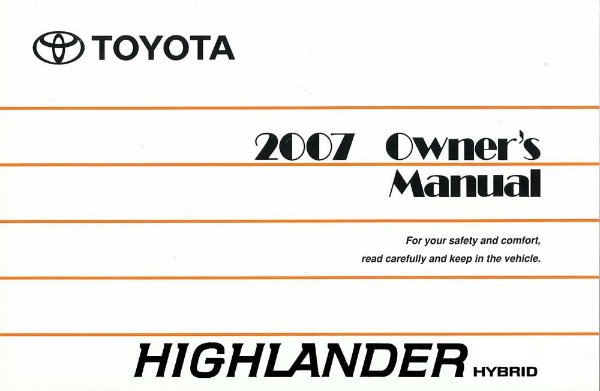 2007 Toyota HIGHLANDER HYBRID Owner's Manual