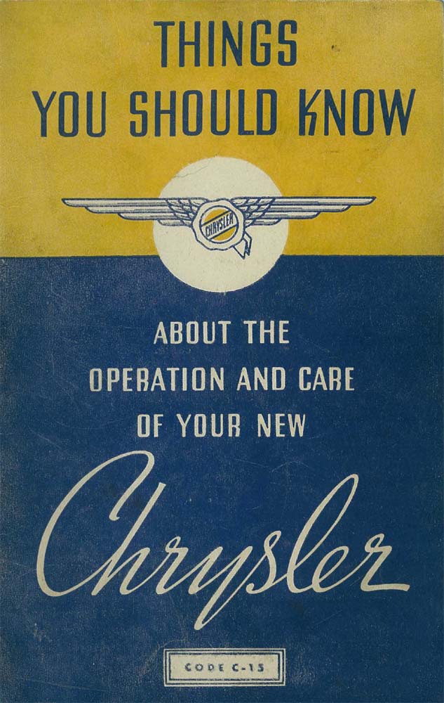 1937 Chrysler C-15 C15 C 15 Owners Manual User Guide