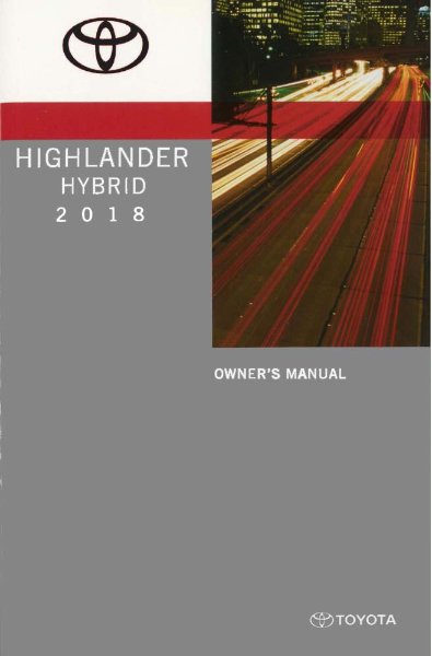 2018 Toyota HIGHLANDER HYBRID Owner's Manual