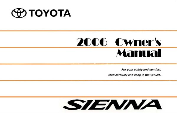 2006 Toyota Sienna Owner's Manual