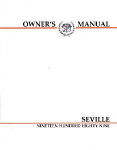 1989 Cadillac Seville Owner's Manual