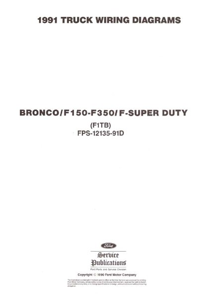1991 Ford Truck F-150-350, Bronco Wiring Diagrams Manual