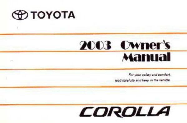 2003 Toyota Corolla Owner's Manual