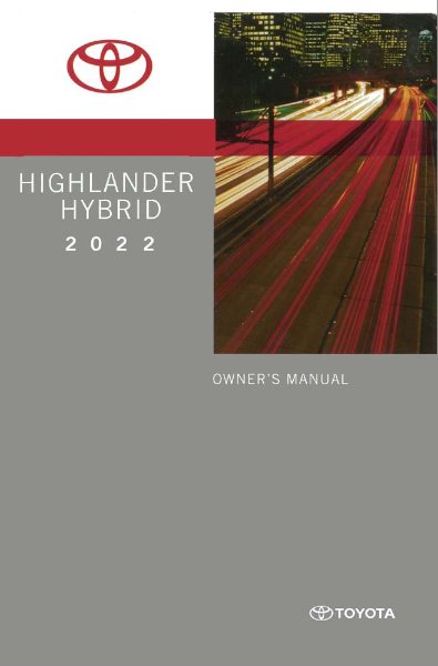 2022 Toyota HIGHLANDER HYBRID Owner's Manual