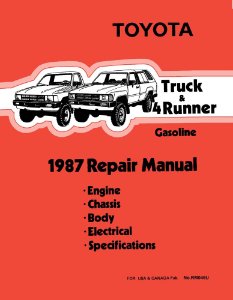 1987 Toyota 4Runner, Pickup Factory Shop Service Manual