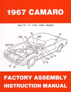 1967 Chevrolet Camaro Rs Ss Z28 Assembly Manual Book Rebuild Illustrations