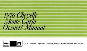 1976 Chevrolet Chevelle, Monte Carlo Owner's Manual