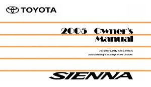 2005 Toyota Sienna Owner's Manual