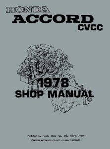 1978 Honda Accord CVCC Factory Shop Service Manual