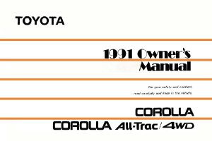1991 Toyota Corolla All-Trac / 4WD Owner's Manual