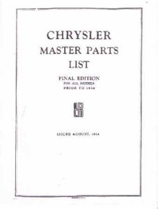 1924–1933 Chrysler All Models Parts Book