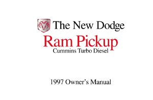 1997 Dodge Ram Diesel Truck Owner's Manual