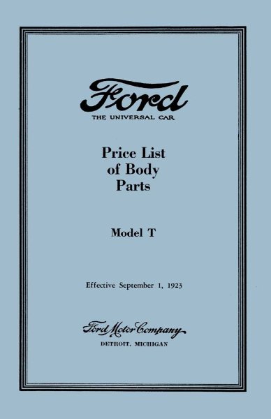 1923 Ford T Parts Book