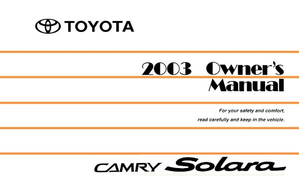 2003 Toyota SOLARA Owner's Manual