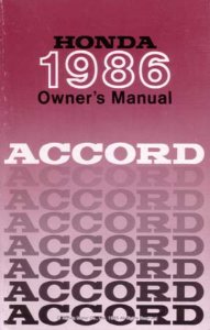 1986 Honda Accord Hatchback Owner's Manual