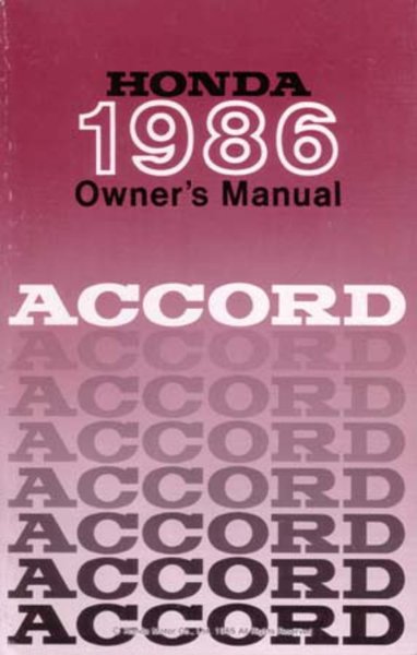 1986 Honda Accord Hatchback Owner's Manual