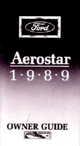 1989 Ford Aerostar Owner's Manual