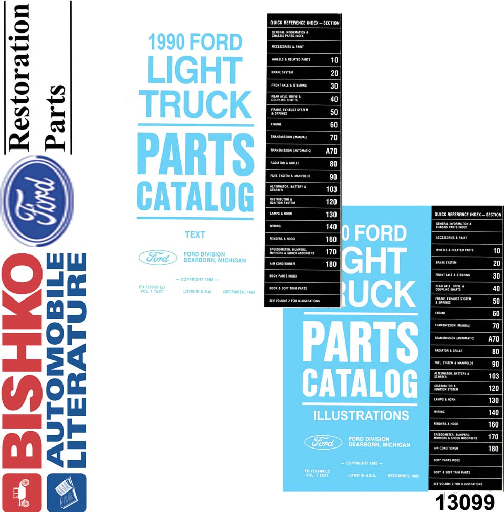 1990 FORD TRUCK Body & Chassis, Text & Illustration Parts Book