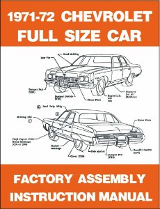 1971 1972 Chevrolet Full Size Car Assembly Manual Book Rebuild Illustrations