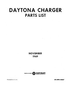 1969–1970 Dodge Charger Daytona Parts Book