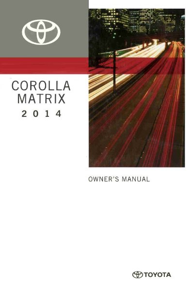 2014 Toyota MATRIX Owner's Manual