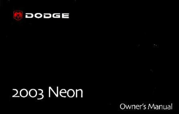2003 Dodge Neon Owner's Manual