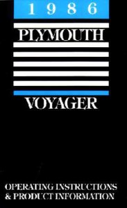 1986 Plymouth Voyager Owner's Manual