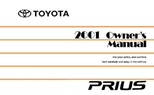 2001 Toyota PRIUS Owner's Manual