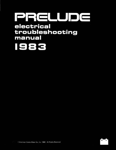 1983 Honda Prelude Electrical Troubleshooting, ETM Wiring Diagrams Manual