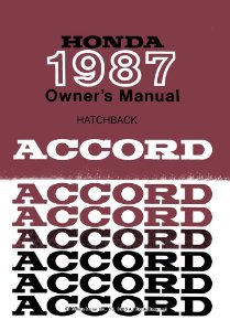 1987 Honda Accord Hatchback Owner's Manual