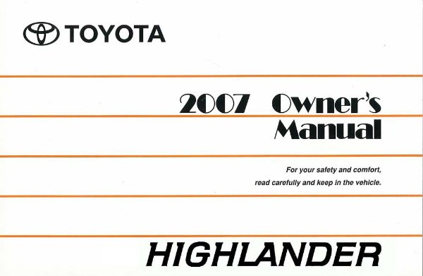 2007 Toyota HIGHLANDER Owner's Manual