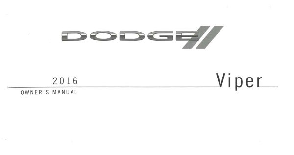 2016 Dodge Viper Owner's Manual