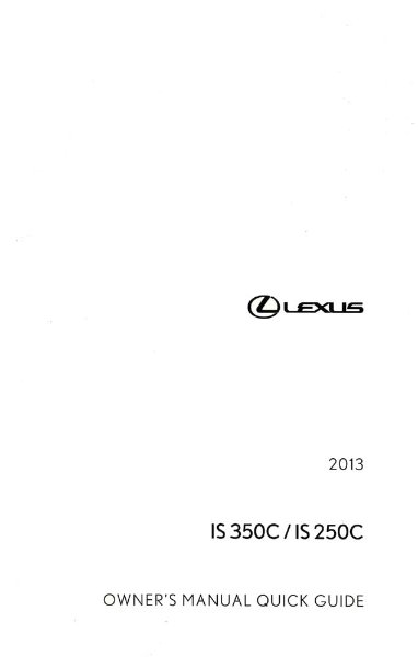 2013 Lexus IS 350C, IS 250C Owner's Manual