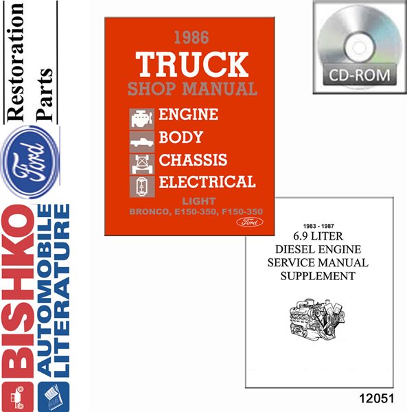 1986 FORD ECONOLINE, BRONCO, F100-F350, PICKUP w/ DIESEL SUPPLEMENT Body, Chassis & Electrical Service Manual main image
