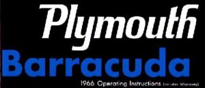 1966 Plymouth Barracuda Owner's Manual
