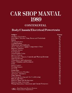 1989 Lincoln Continental Factory Shop Service Manual