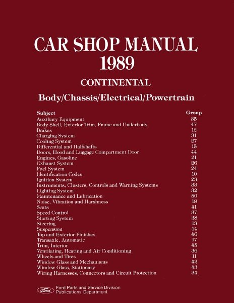 1989 Lincoln Continental Factory Shop Service Manual