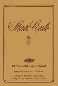 1987 Chevrolet Monte Carlo Owner's Manual