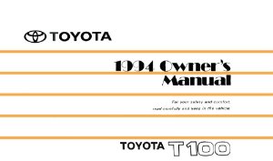 1994 Toyota T100 Owner's Manual