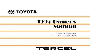 1994 Toyota Tercel Owner's Manual